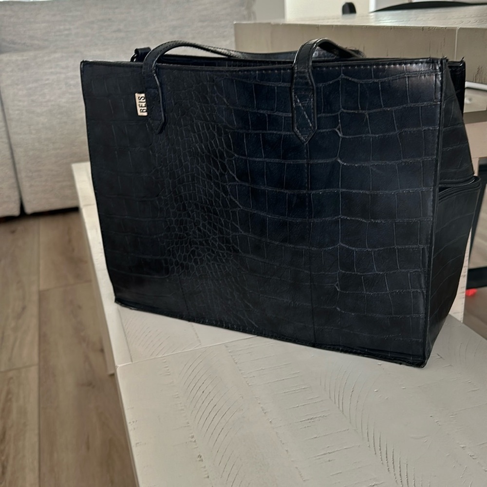 Beis The Work Tote in Black Croc